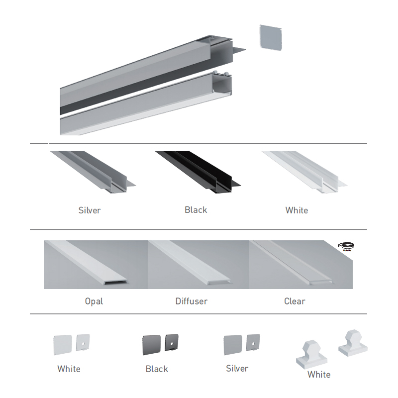 Ceiling LED Light Diffuser Channel For 20mm Double Row CCT LED Rope Lights Ceiling LED Light Diffuser Channel For 20mm Double Row CCT LED Rope Lights